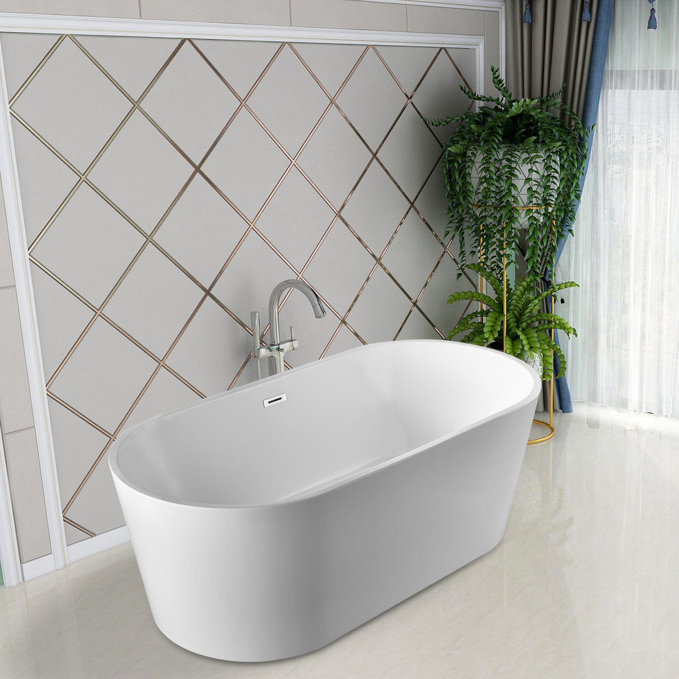 Vanity Art 67" Freestanding Acrylic Soaking Bathtub White