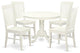 5 Pc Set With A Round Dinette Table And 4 Wood Dinette Chairs In Linen White