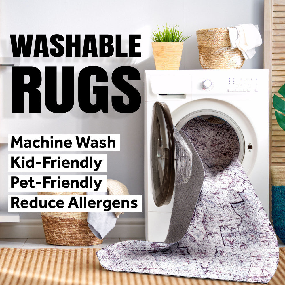 Kemer All-Over Persian Machine Washable Indoor Multi Area Rug, Multi, 8 X 10