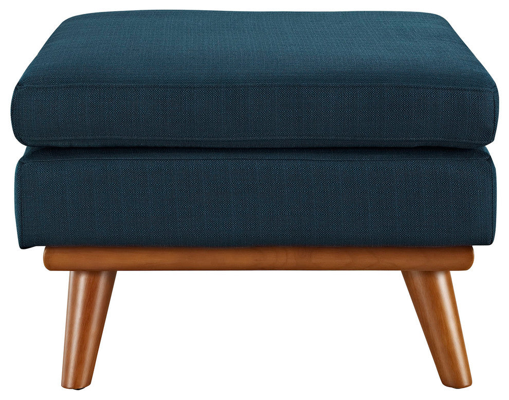 Modern Contemporary Fabric Ottoman , Navy, Fabric