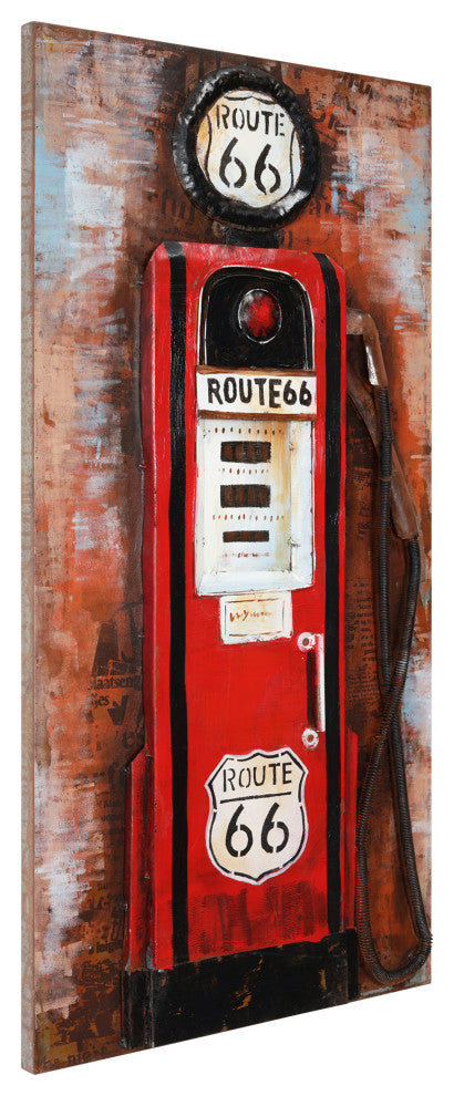 "Gas Pump" Primo Mixed Media Hand Painted Iron Wall Sculpture,24"x 48"