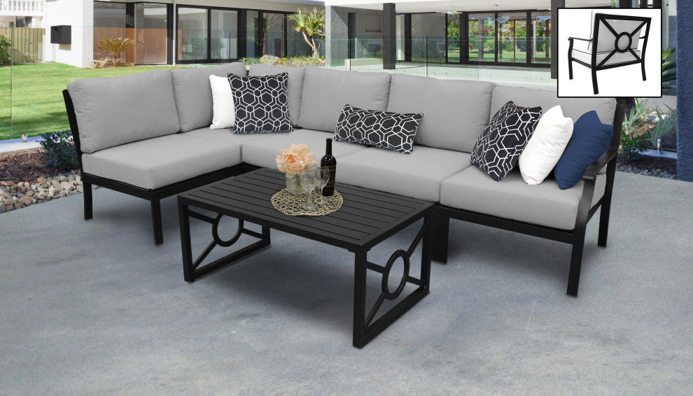 kathy ireland Madison Ave. 6 Piece Aluminum Patio Furniture Set 06q, Slate