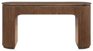 Astrid Solid Wood And Oak Veneer Vanity / Desk / Console Table, Brown