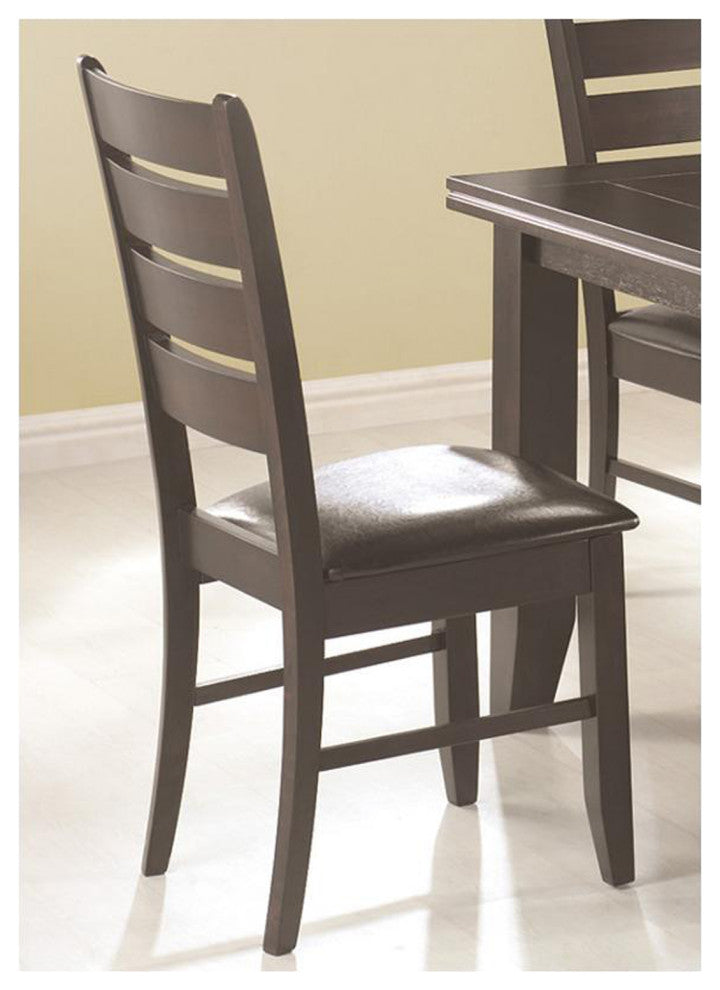 Set of 2 Slat Back Side Chairs, Cappuccino and Black