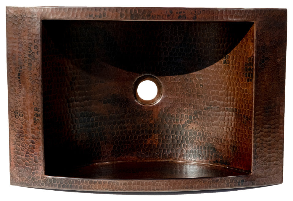 20" Curve canoa with apron, copper sink