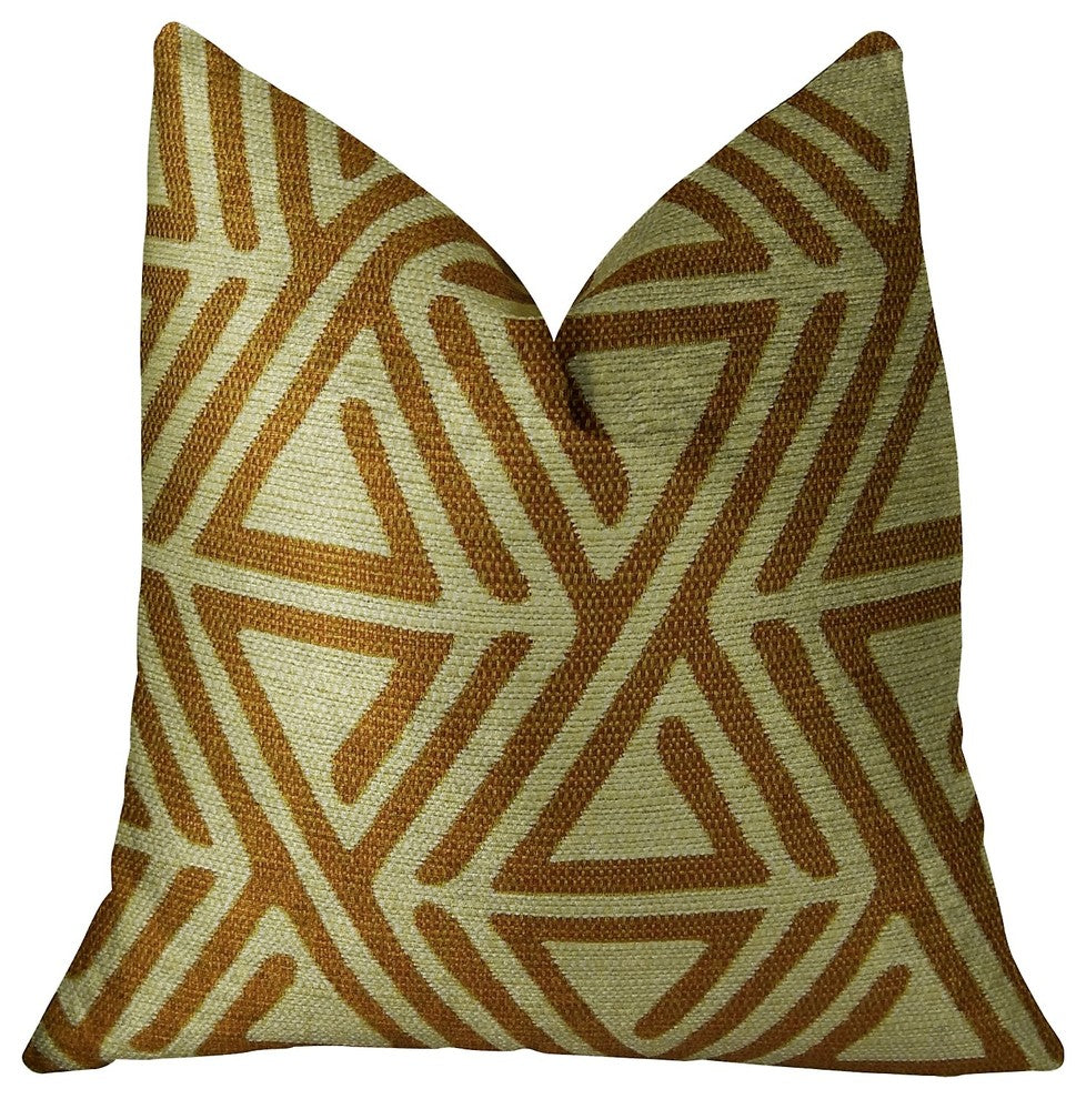 Arrow Maze Cream and Brown Handmade Luxury Pillow, 20"x36" King