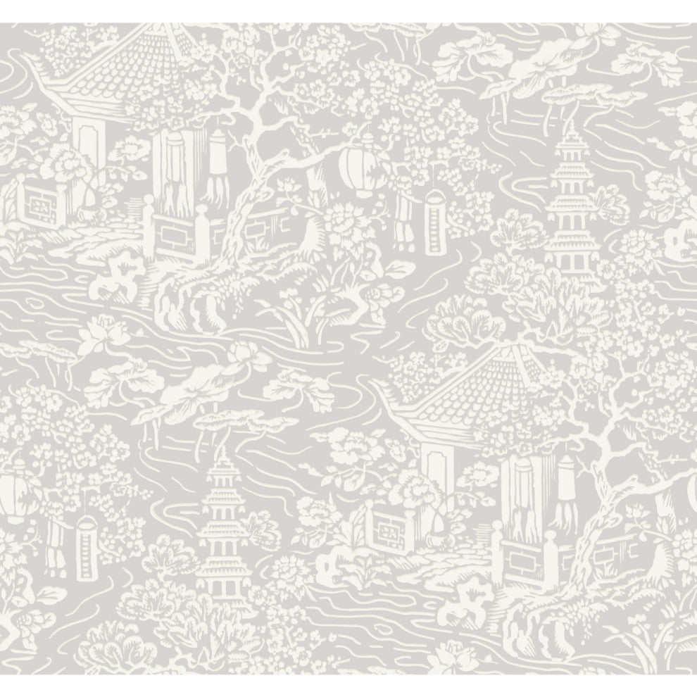 Chinoiserie Wallpaper, Light Gray