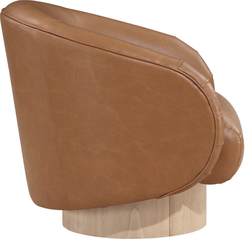 Gibson Vegan Leather Swivel Accent Chair, Cognac