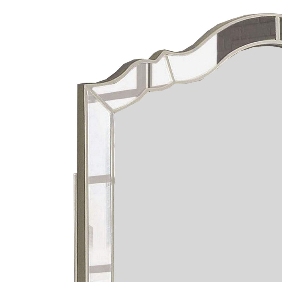 Benzara BM253006 Mirror With Intricately Divided Panels, Silver