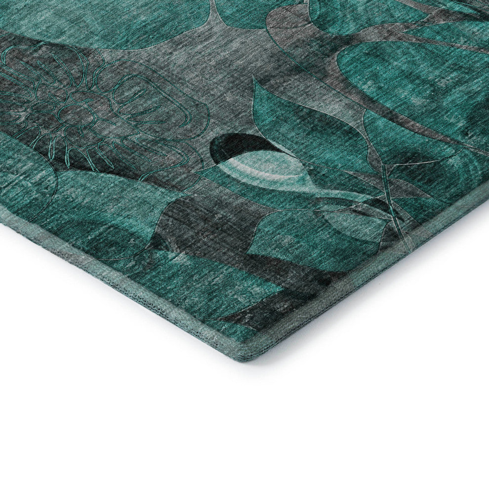 Premium Machine Washable Mayfield AMF558 Teal 1'8" x 2'6" Rug
