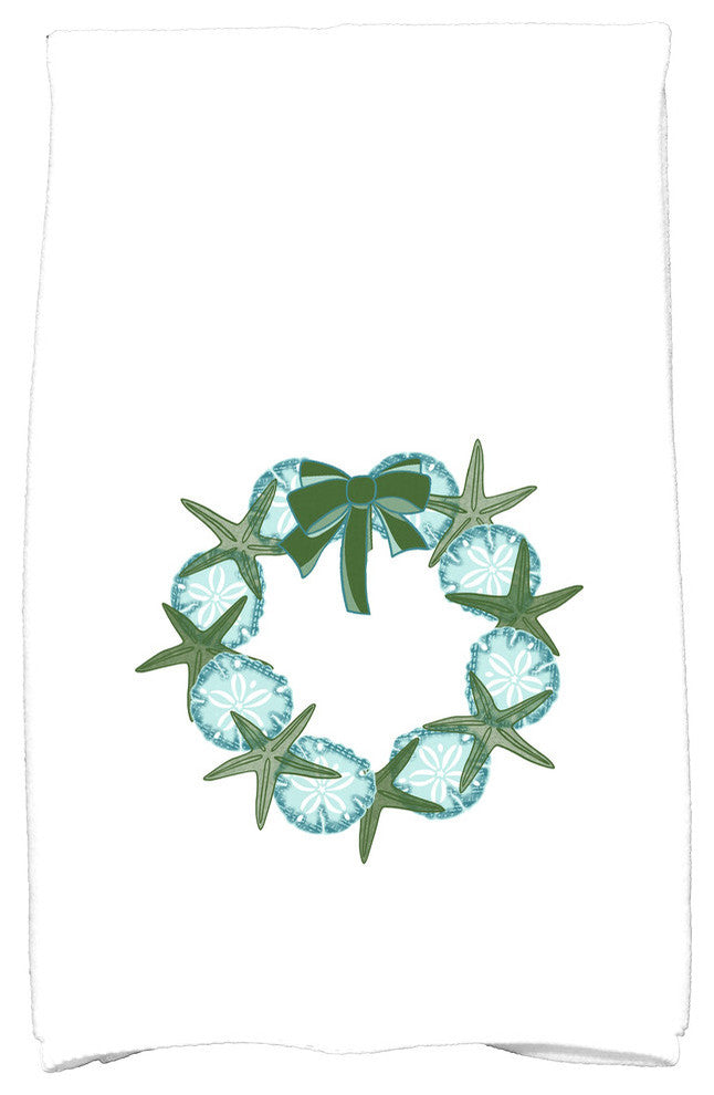 SS Wreath Holiday Geometric Print Kitchen Towel, Green