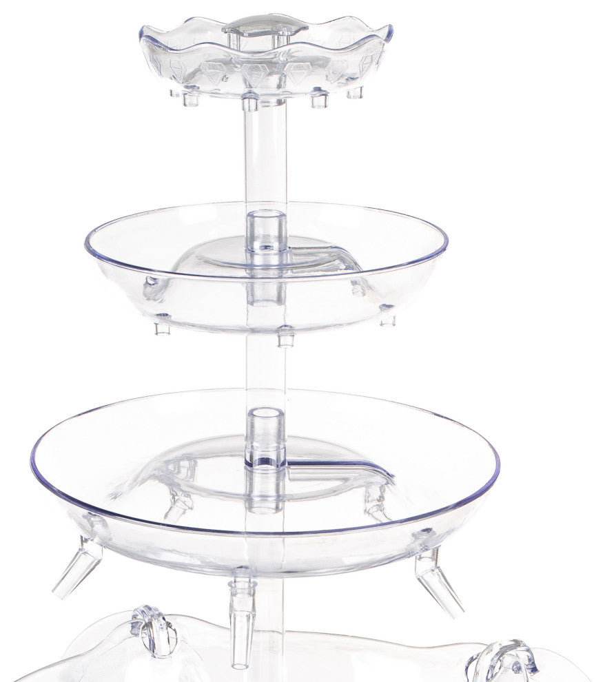 3-Tier Party Drink Dispenser 1.5-Gallon Punch Fountain LED Light Base, 5 Cups