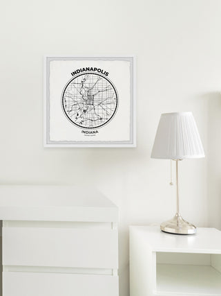 "Indianapolis Outline Map" Framed Painting Print, 32x32