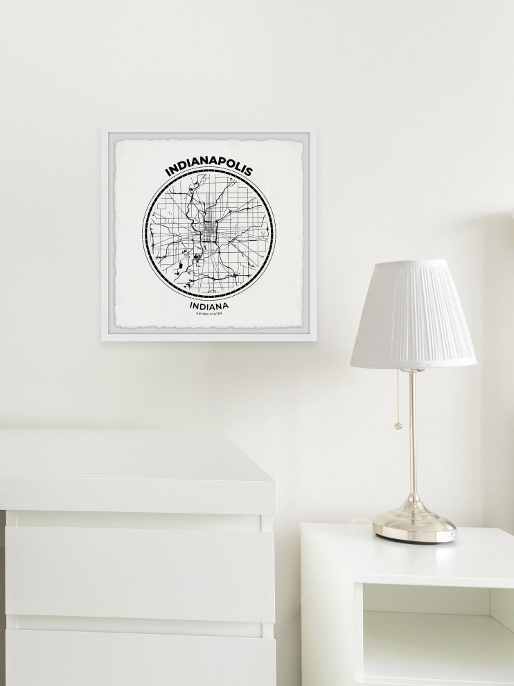 "Indianapolis Outline Map" Framed Painting Print, 32x32