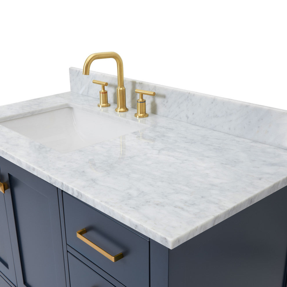 ARIEL Cambridge 43" Left Rectangle Sink Bath Vanity Carrara Marble