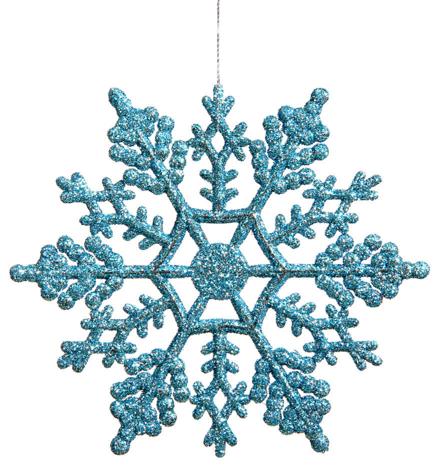 Vickerman 8" Glitter Snowflake, Set of 12, Turquoise