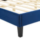 Tufted Platform Bed Frame, Twin Size, Velvet, Blue Navy, Modern Contemporary