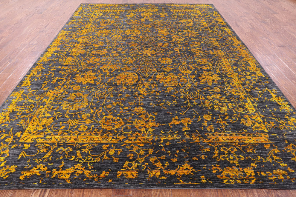 Wool and Silk Persian Hand Knotted Rug 8' 11" X 12' 1" Q8564