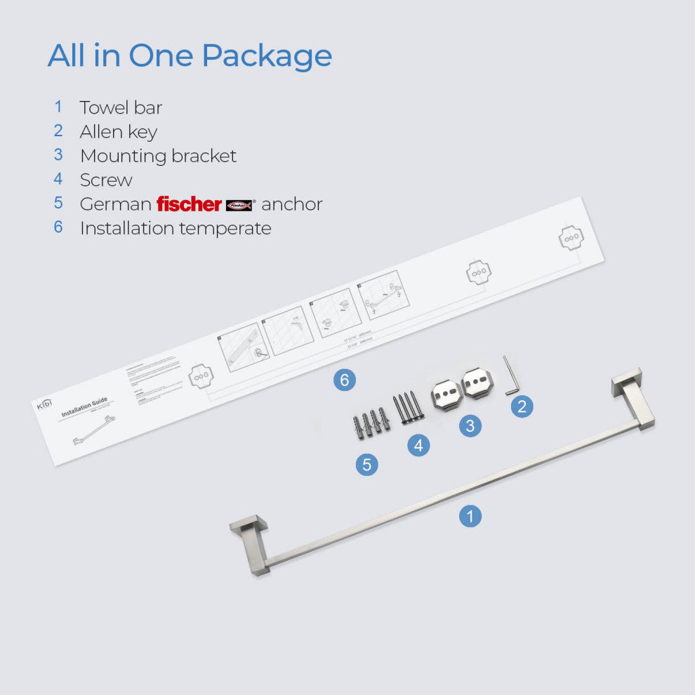 Cube 24" Bathroom Towel Bar KBA1504, Brushed Nickel