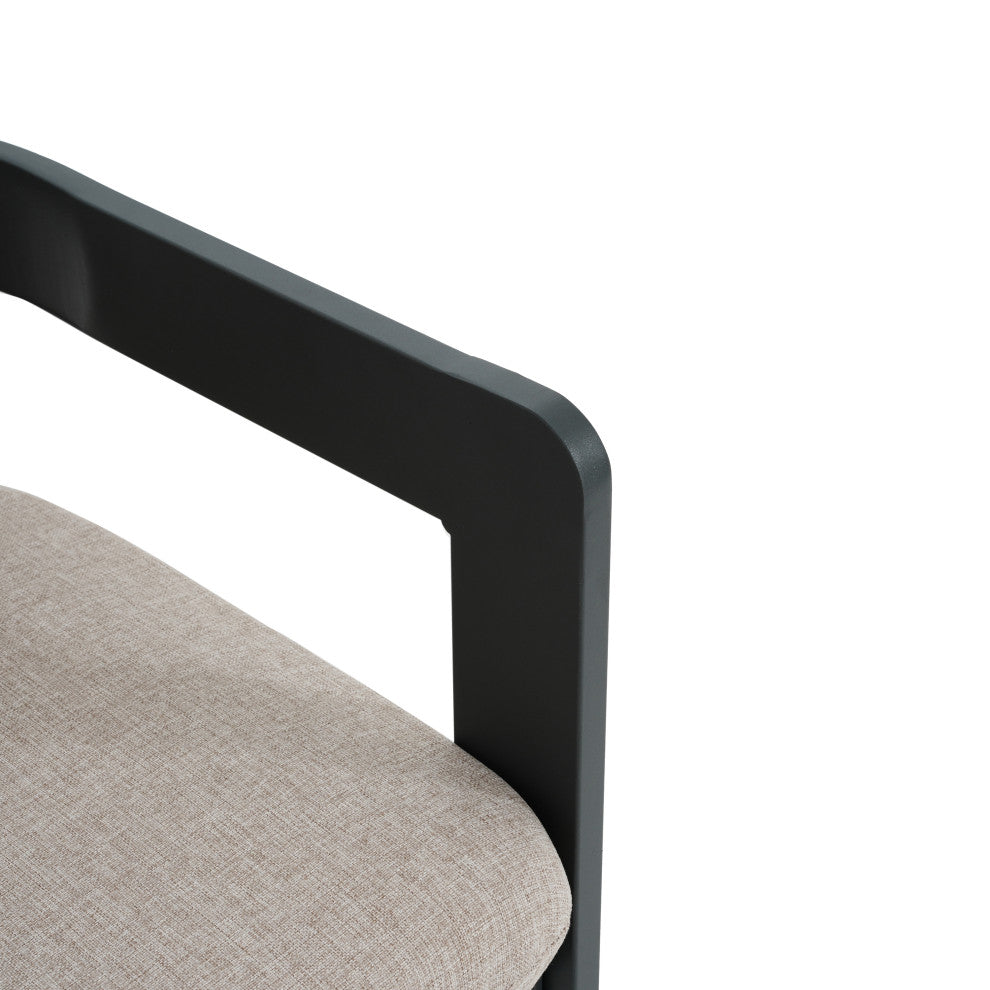 GDF Studio Outdoor Aluminum Dining Chairs With Cushions, Set of 2, Black/Beige