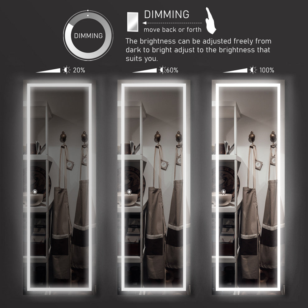 LED Vanity Wall Mounted Fitting Mirror, Vertical/Horizontal, 65x22", Inner Light, Induction