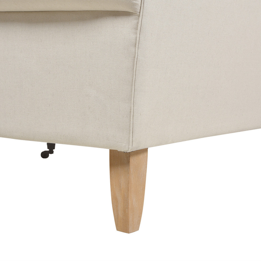 Alana Lawson 88" L-Shape Reversible Sectional Sofa, Light Beige Linen