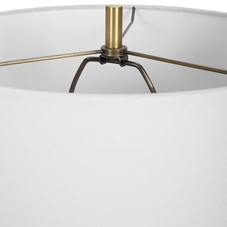 Modern Ridged Cobalt Blue Ceramic Table Lamp 29 in Fluted Chinoiserie Style