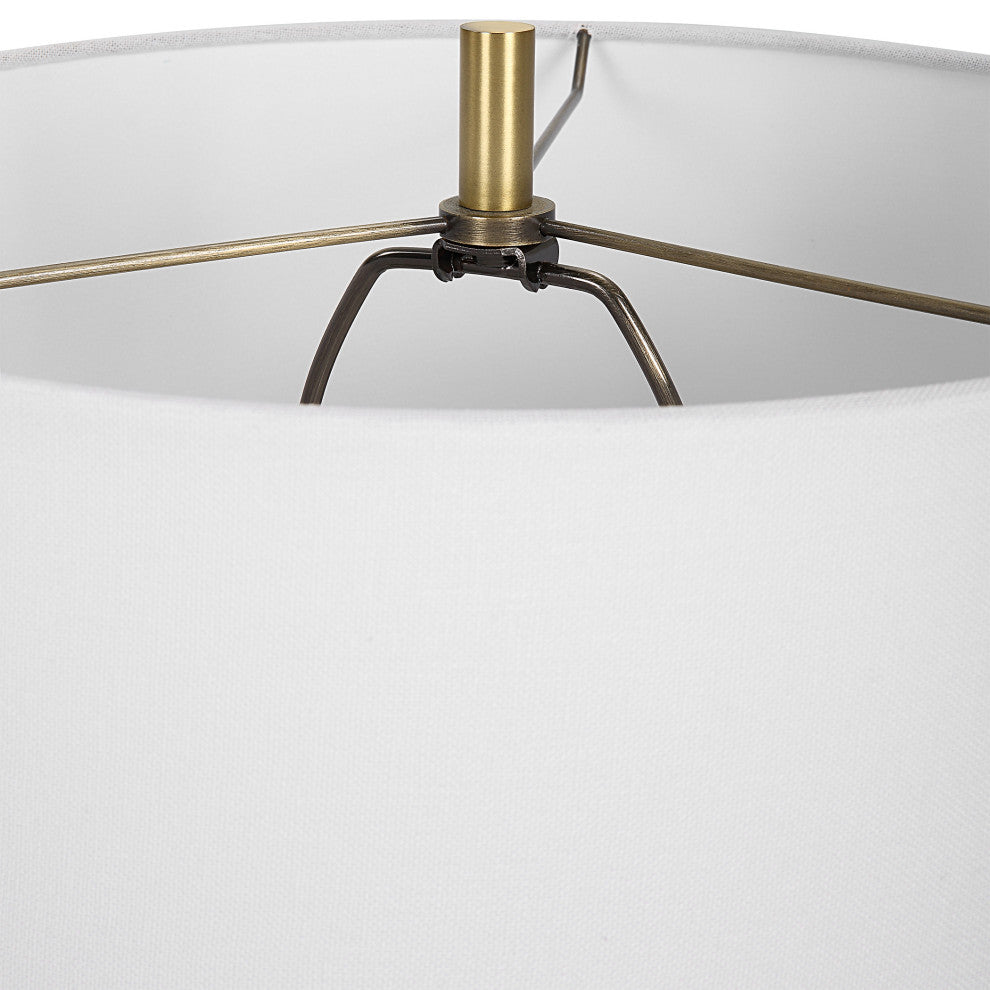 Modern Ridged Cobalt Blue Ceramic Table Lamp 29 in Fluted Chinoiserie Style