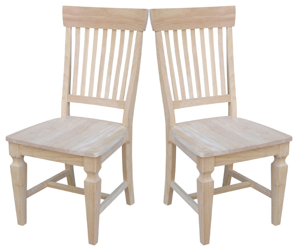 Vista Slat Back Chairs, Set of 2, Unfinished