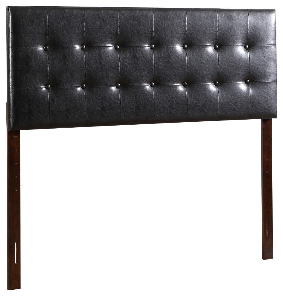 Novo 2 Faux Leather Adjustable Headboard, Black, Full