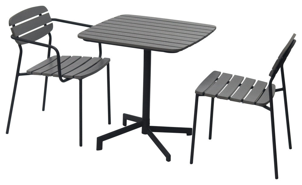 Kalmar Outdoor Table, Dark Gray With Column and Base, Black