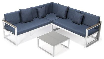 LeisureMod CSLW-80BU Chelsea Sectional Adjustable Headrest&Coffee Table Cushions
