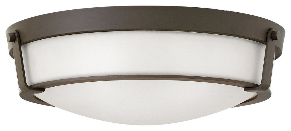 Hinkley Hathaway Foyer Large Flush Mount, Olde Bronze With Etched White Glass