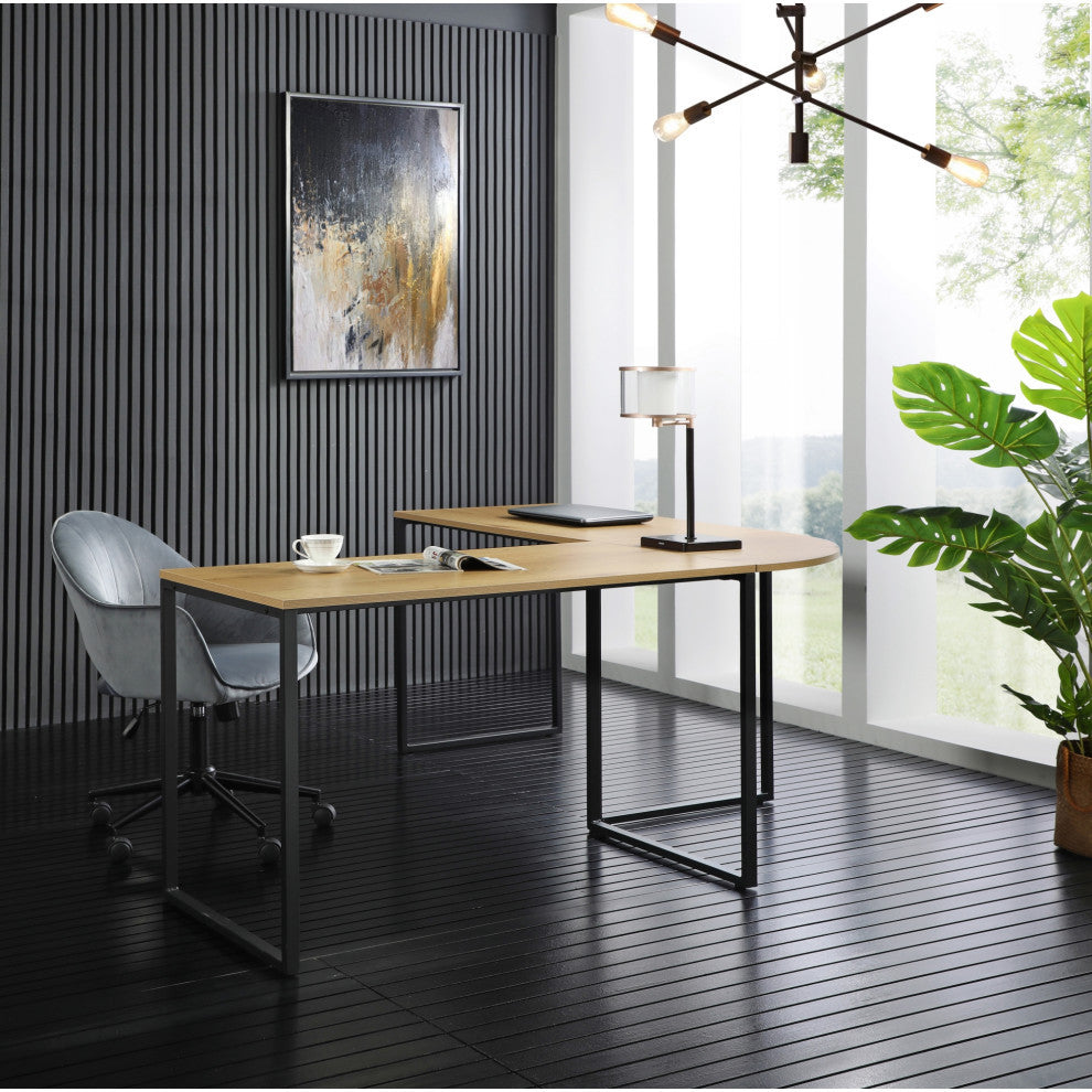 Loft Lyfe Zeus Desk, L-Shaped, Natural/Black