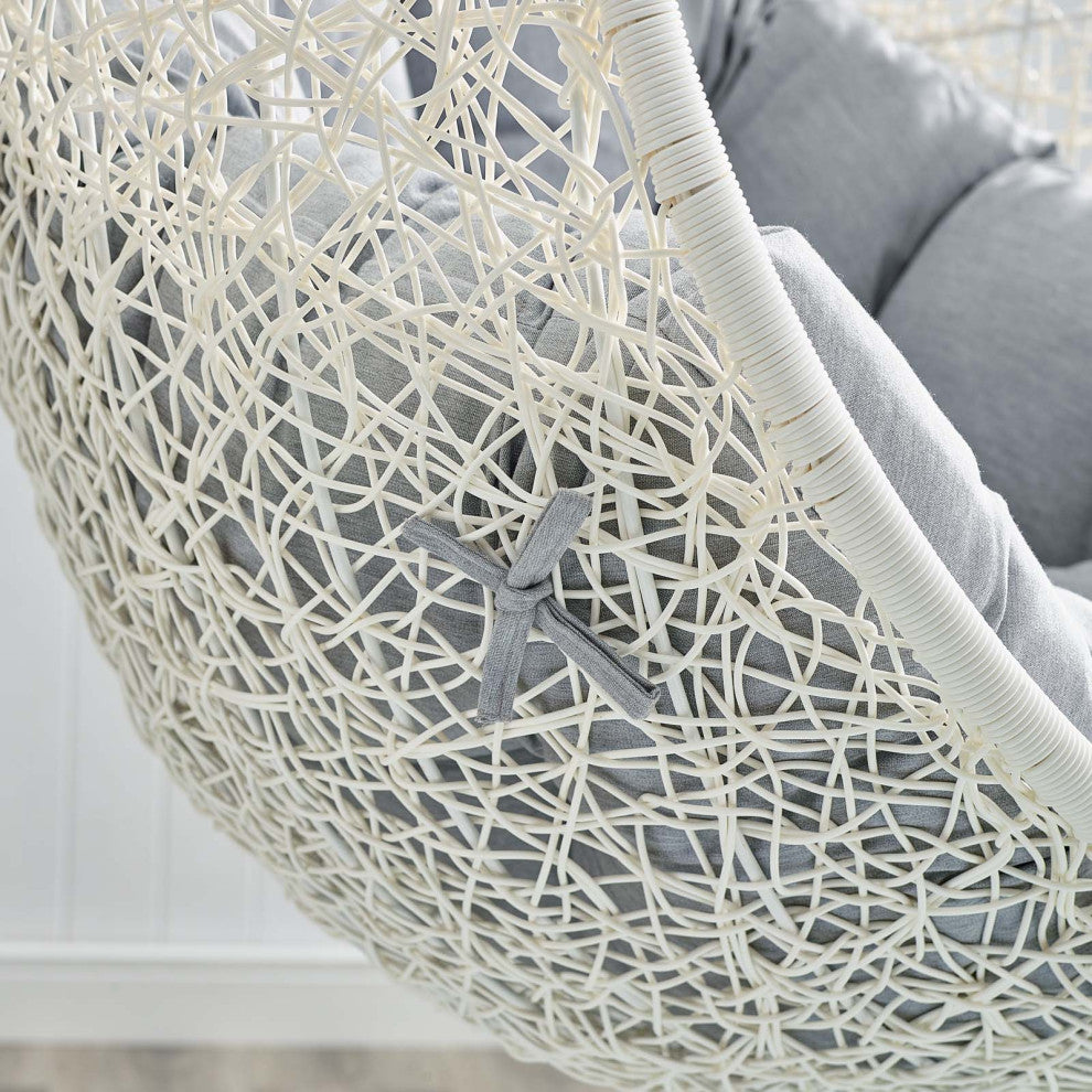 Swing Lounge Chair, Sunbrella, White Gray, Modern, Outdoor Patio Bistro