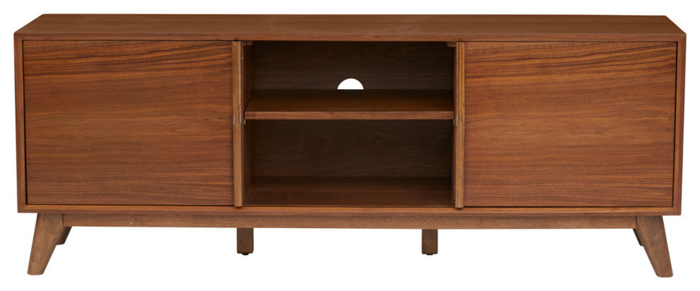 Walnut 3-Section Media Cabinet 63x24