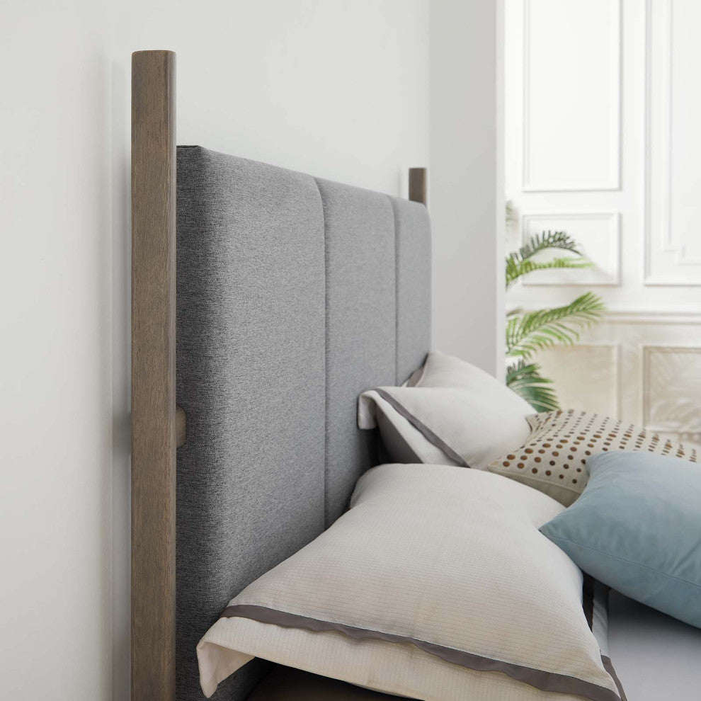 Merritt Upholstered Queen Platform Bed, Oak Light Gray
