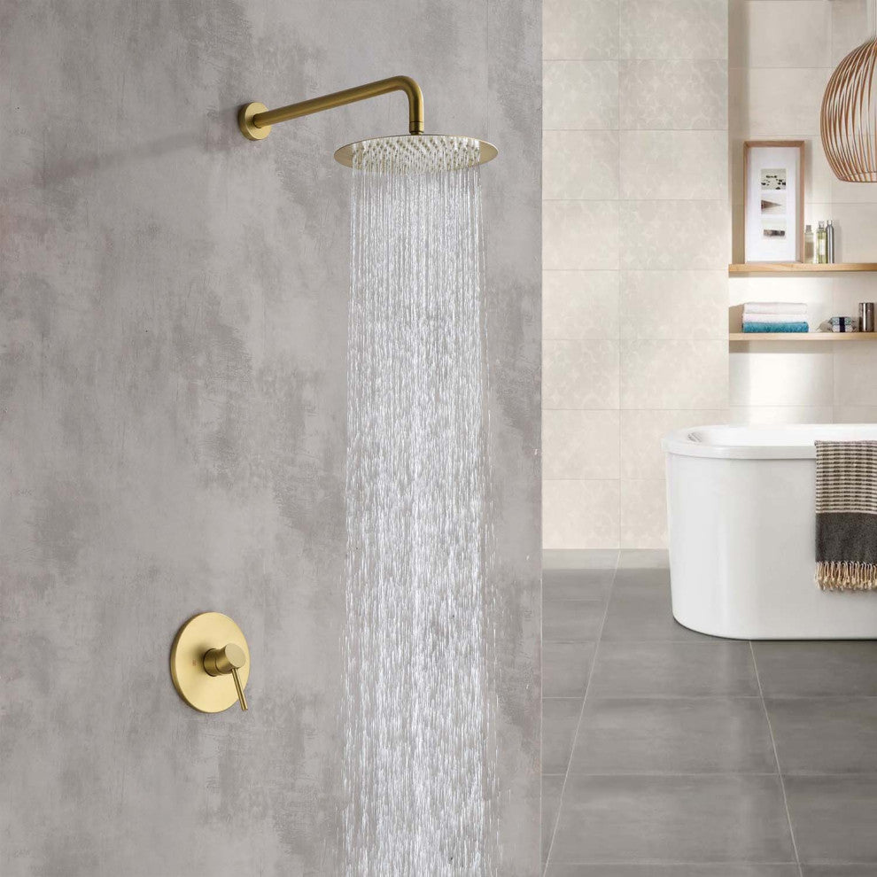 Givingtree Wall Mounted Shower Faucet with High Pressure 10-in,Gold