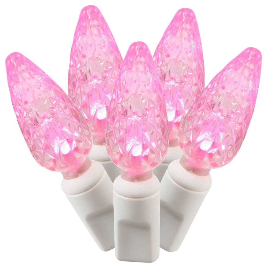 Vickerman X6W8510 Pink Led Light On White Wire, Christmas Light Strand