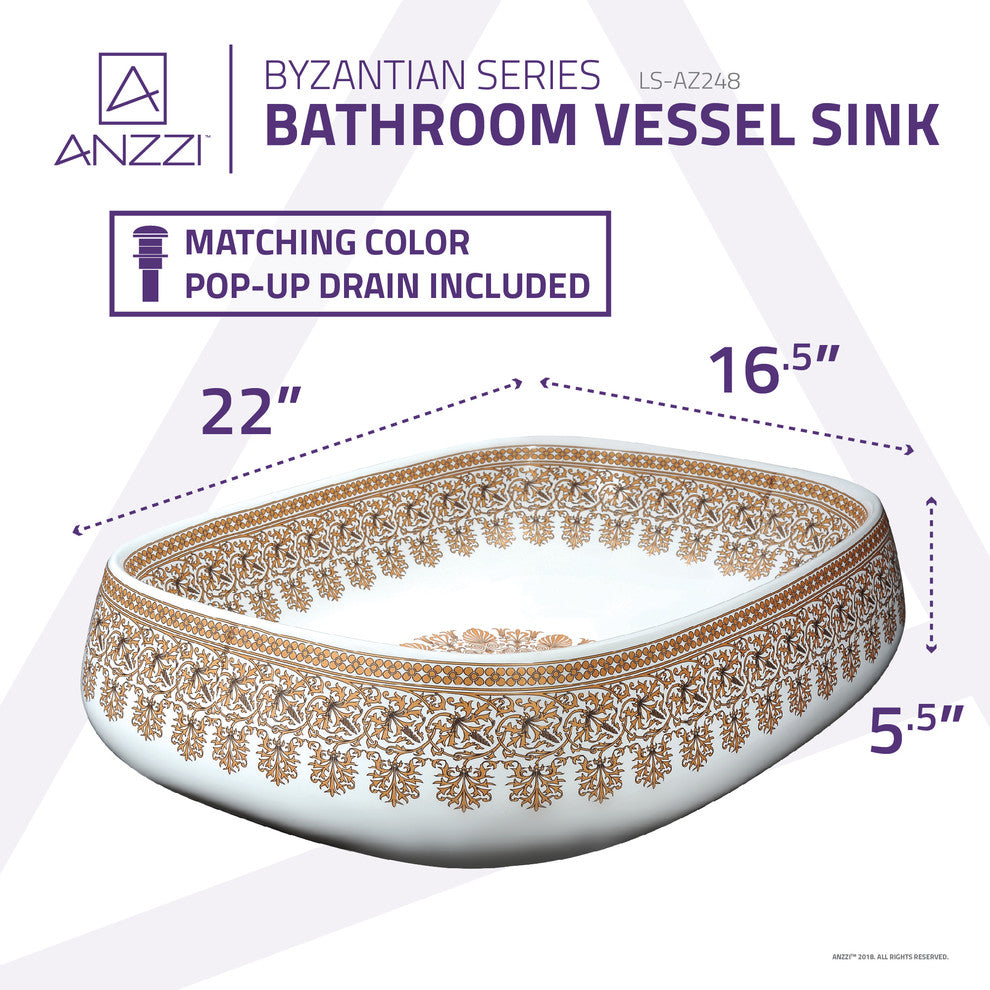 Byzantian Series Ceramic Vessel Sink, Byzantine Mosaic Finish