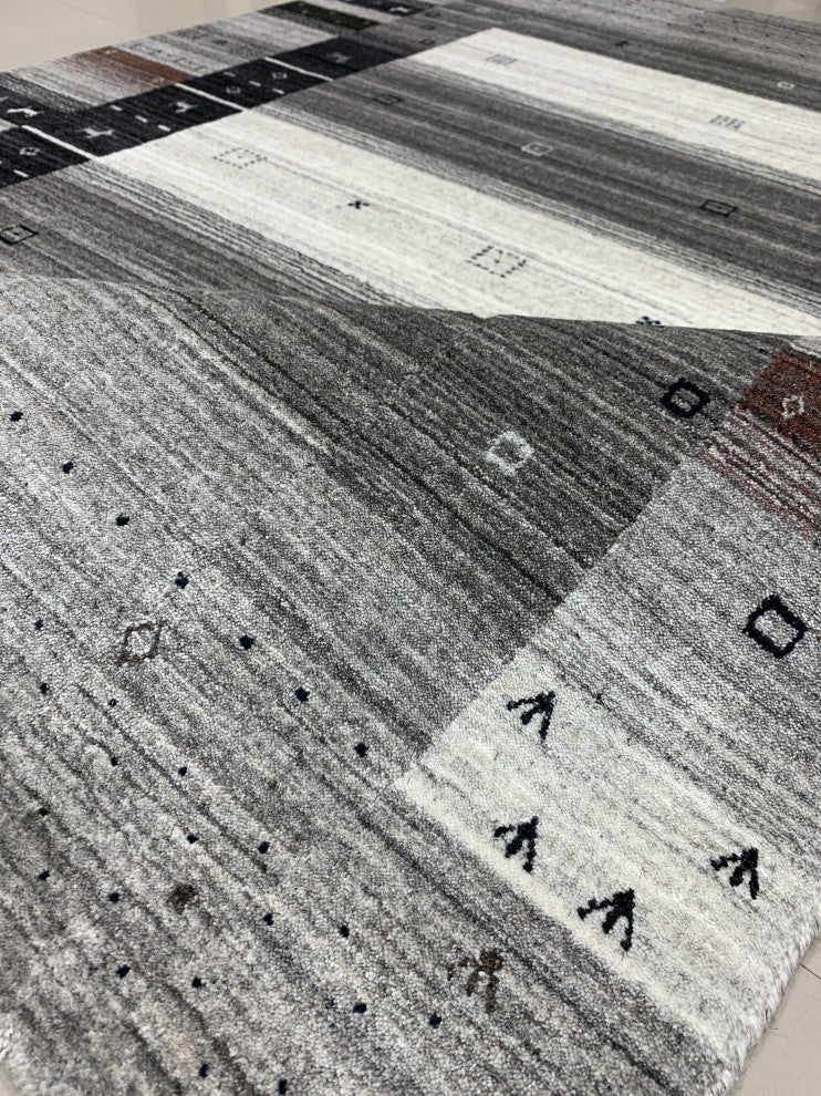 Gray Transitional Modern Gabbeh Area Rug