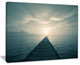 "Dark Boardwalk Into Blue Sea" Large Sea Bridge Canvas Print, 20"x12"