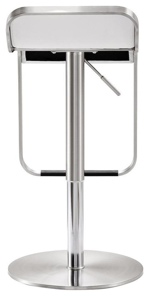 TOV Furniture Napoli White Stainless Steel Adjustable Barstool