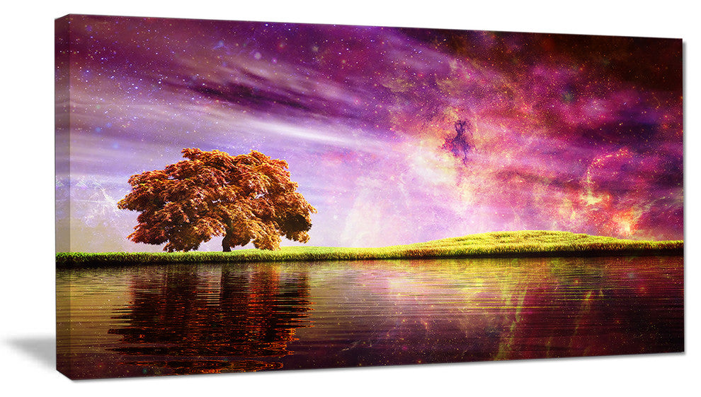 Magic Night with Colorful Clouds, Landscape Canvas Art Print, 32"x16"