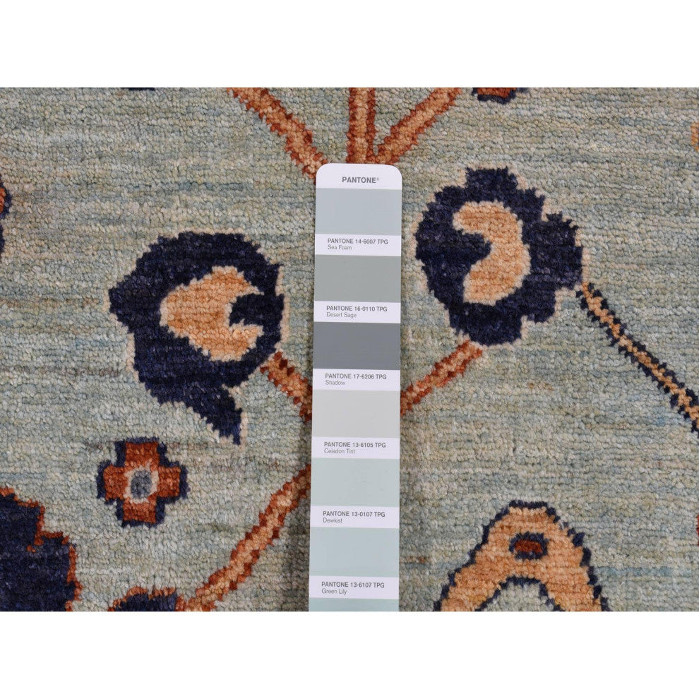 Gray, Peshawar With Antiqued Sultanabad Design, Hand Knotted, Rug, 8'2"x10'