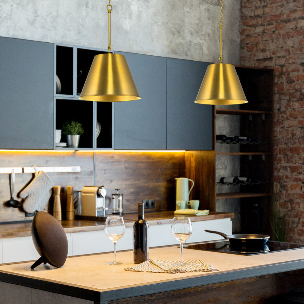 Kira Home Vida 12" Pendant Light, Metal Empire Shade, Adjustable Hanging Height