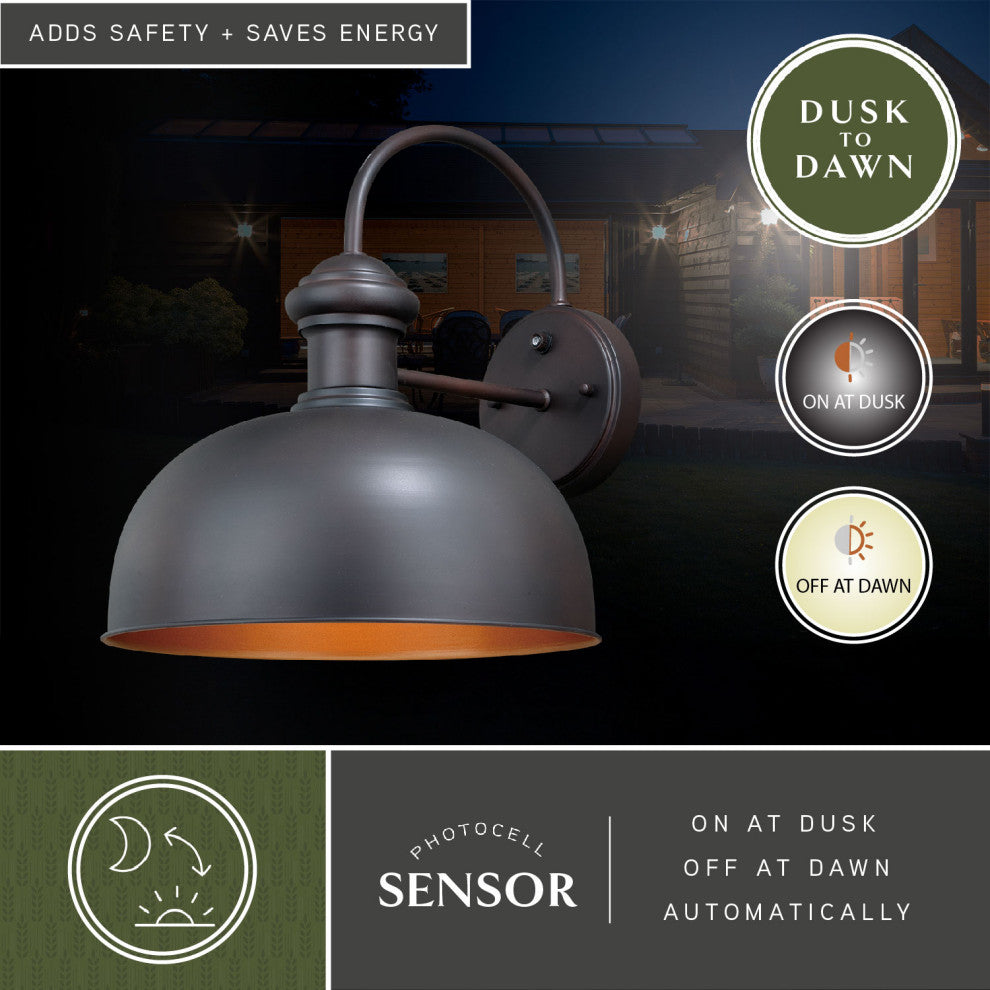 Franklin 13" Outdoor Wall Light Oil Burnished Bronze and Light Gold