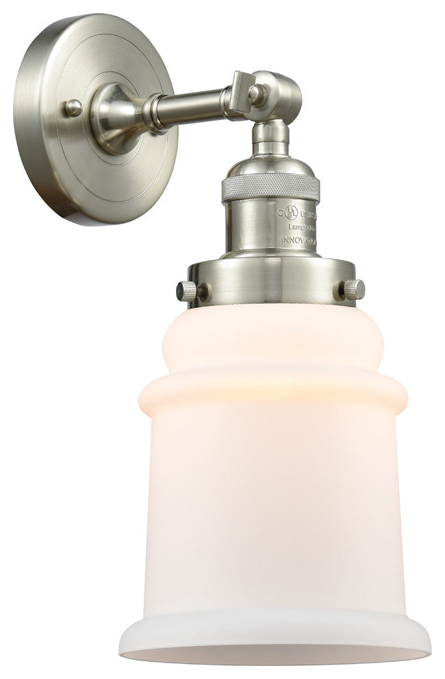 Canton 1-Light Sconce, Brushed Satin Nickel, Matte White