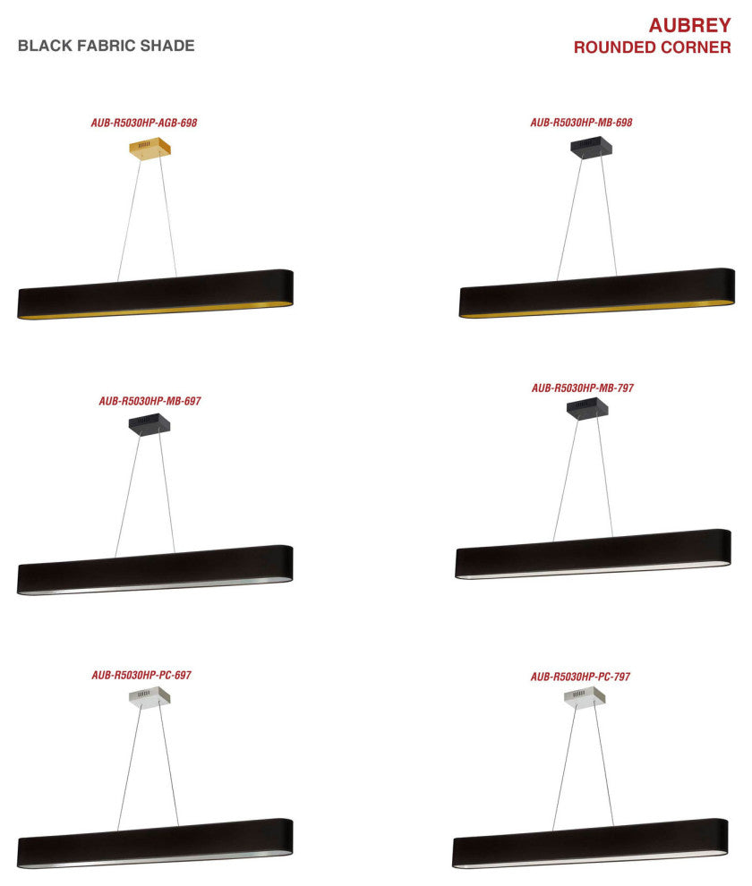 Aubrey 30W Horizontal Polished Chrome Pendant w/ Black Shade, AUB-R5030HP-PC-797