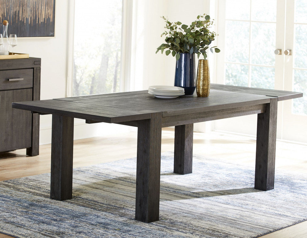 Modus Meadow 4 Piece Rectangular Dining Set, Hyacinth Chair and Bench, Graphite